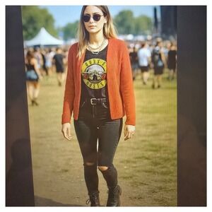 Tanner Women's Red Knit S Open Front Cardigan Layering Whimsy Goth Festival Fall